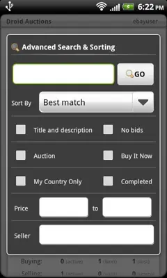 Droid Auctions eBay android App screenshot 1