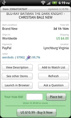 Droid Auctions eBay android App screenshot 4